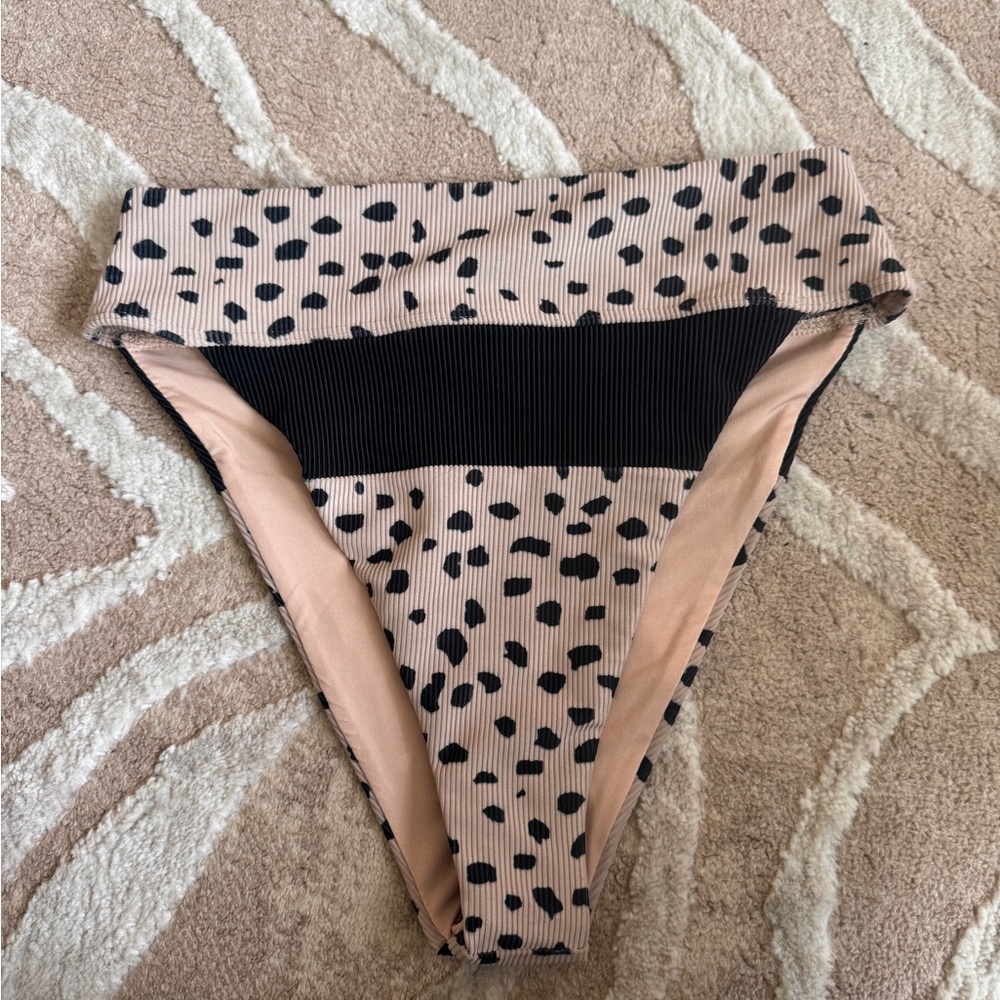 Beach Riot Black and Tan Polka Dot Bikini Bottom